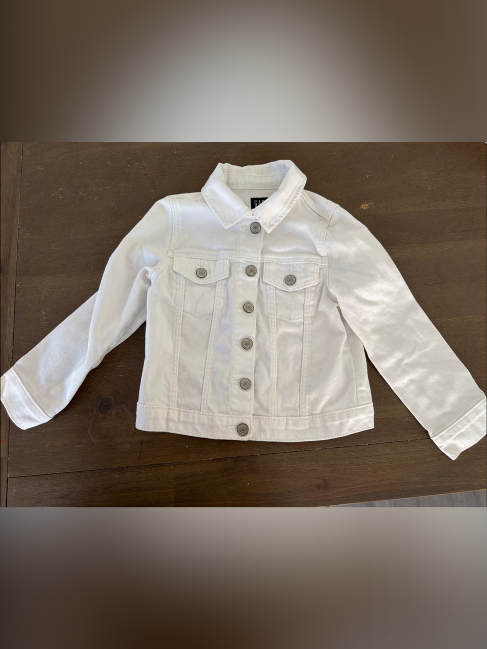 GAP White Kids Denim Jacket with Button Front Pockets